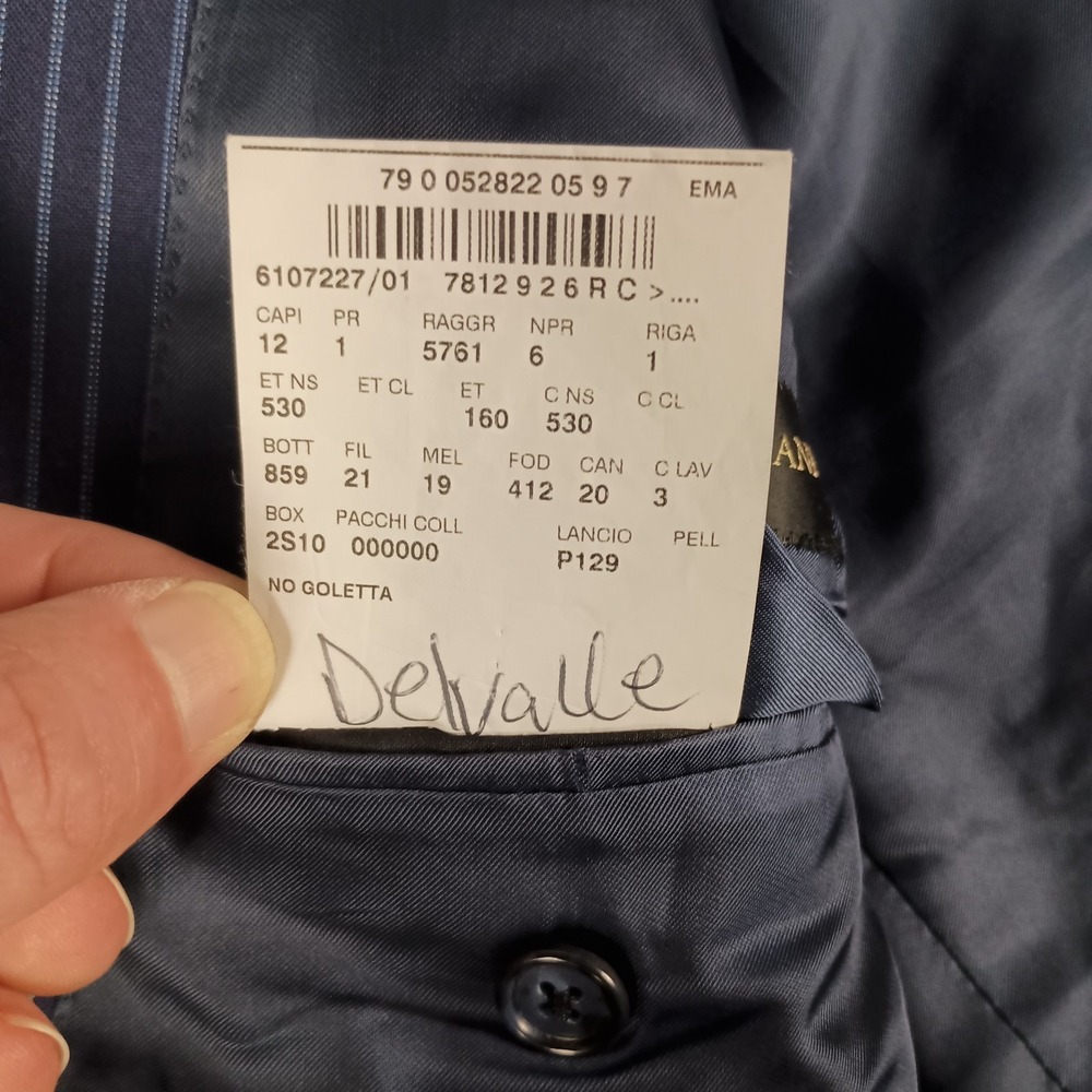 CORNELIANI Mantua Suit Super 130's 42R 36W Virgin Wool Navy Blue Pinstripe - Picture 11 of 16